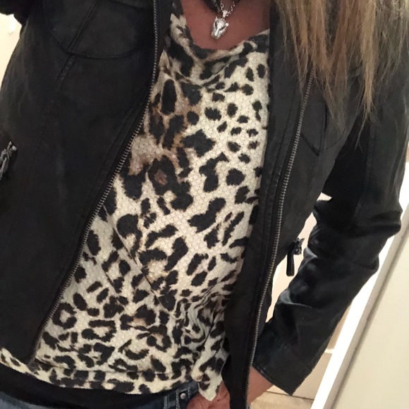 Sebby Hooded Faux Leather pleather/leather look Jacket M stretch & lightweight - Picture 16 of 16